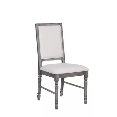 ACME Leventis Side Chair (Set-2), Cream Linen & Weathered Gray