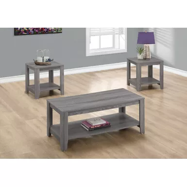 image of Table Set/ 3pcs Set/ Coffee/ End/ Side/ Accent/ Living Room/ Laminate/ Grey/ Transitional with sku:i-7991p-monarch