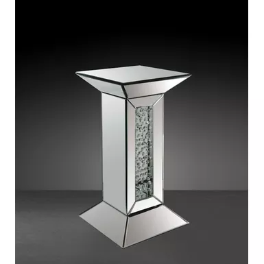 ACME Nysa Pedestal Stand, Mirrored & Faux Crystals