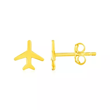 14K Yellow Gold Airplane Earrings