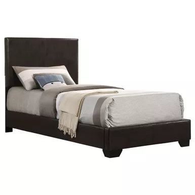 Conner Twin Upholstered Panel Bed Dark Brown