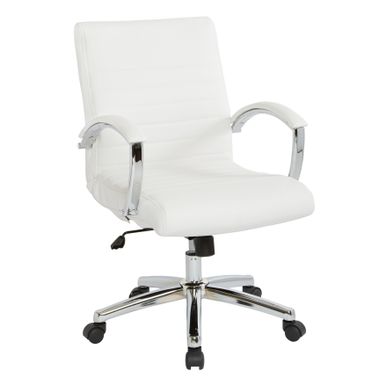 image of Executive Low Back Faux Leather Chair with Chrome Arms and Base - single - White with sku:7uklkg0rdeznusbqfdqjsqstd8mu7mbs-off-ovr