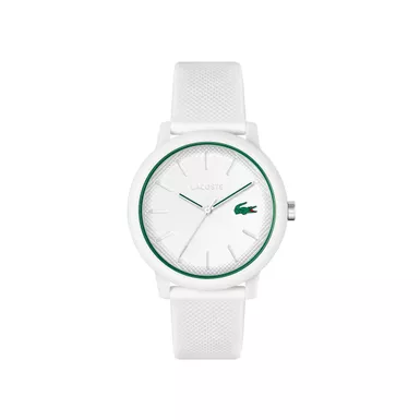 Lacoste - Mens 12.12 White & Green Silicone Strap Watch White Dial