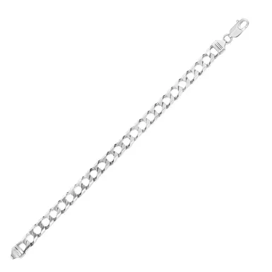 image of Sterling Silver Men's Bracelet in Cuban Curb Link Style (8.5 Inch) with sku:d88336323-8.5-rcj