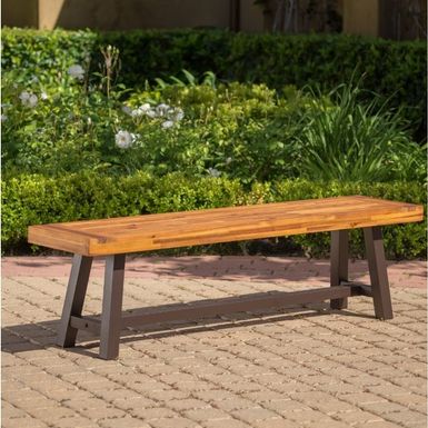 image of Carlisle Outdoor Rustic Acacia Wood Bench (only) by Christopher Knight Home - Sandblast with sku:vg2iqmpiyy8rtoc_zzzelwstd8mu7mbs-chr-ovr
