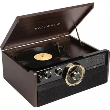 image of Victrola - Empire Bluetooth 6-in-1 Record Player - Gold/Brown/Black with sku:bb21190771-bestbuy