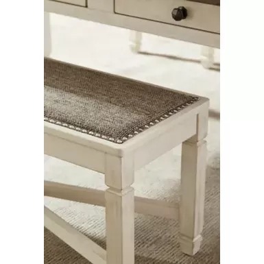 Two-tone Bolanburg Large Upholstered Dining Room Bench