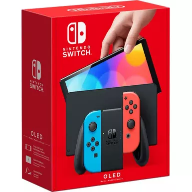 image of Nintendo Switch OLED Model w/ Neon Red & Neon Blue Joy-Con- Neon Red/Neon Blue with sku:115464-streamline
