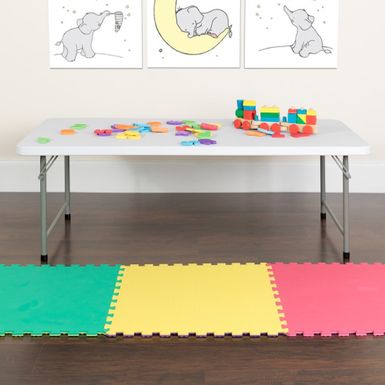 image of 4.93-Foot Kid's Plastic Folding Activity Table - Play Table - Granite White with sku:2rxx2lefzb20v5cokkiooastd8mu7mbs-overstock
