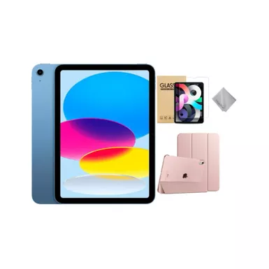 image of Apple 10th Gen 10.9-Inch iPad (Latest Model) with Wi-Fi - 64GB - Blue With Rose Gold Case Bundle with sku:mpq13rg-streamline