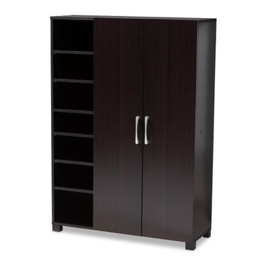 image of Modern and Contemporary Wenge Dark Brown 2-Door Shoe Storage Cabinet with sku:nahqqmopzpoatbhtzvkjtgstd8mu7mbs-mod-ovr