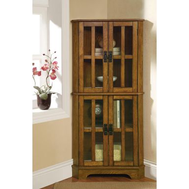 image of 4-shelf Corner Curio Cabinet Golden Brown with sku:950185-coaster