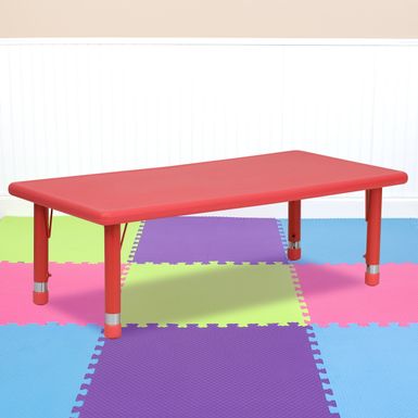 image of 24"W x 48"L Plastic Adjustable Activity Table - School Table for 6 - Red with sku:_ttvz4ax8aupwdq5xoohiwstd8mu7mbs-overstock