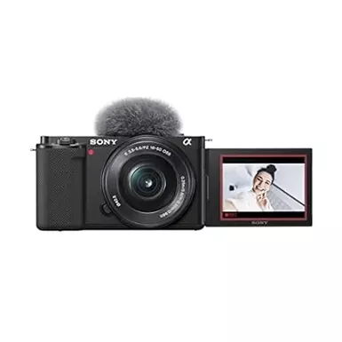 image of Sony - Alpha ZV-E10 Kit Mirrorless Vlog Camera with 16-50mm Lens - Black with sku:bb21810621-bestbuy