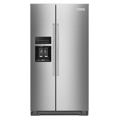 image of KitchenAid 24.8 Cu. Ft. Stainless Steel Side-By-Side Refrigerator with sku:krsf705hps-abt
