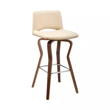 image of Gerty 30" Swivel Cream Faux Leather and Walnut Wood Bar Stool with sku:qvbdzqnkxvjjsalvagyd_astd8mu7mbs-overstock
