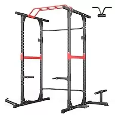 AKYEN Power Cage, 1200lbs Capacity Power Rack with Adjustable Cable Crossover System, Multi-Function Squat Rack with Pulley System, Weight Cage for Home Gym with Training Attachments