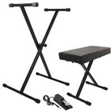 image of On-Stage KPK6550 Keyboard Stand/Bench Pack with Sustain Pedal with sku:oskpk6550-adorama