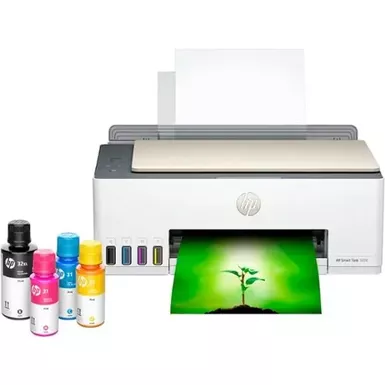 image of HP Smart Tank 5000 Wireless All-in-One Ink Tank Printer with up to 2 years of ink included, mobile print, scan, copy, white, 17.11 x 14.23 x 6.19 with sku:bb22199843-bestbuy
