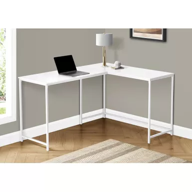 Computer Desk/ Home Office/ Corner/ 58"L/ L Shape/ Work/ Laptop/ Metal/ Laminate/ White/ Contemporary/ Modern