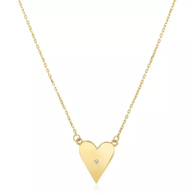 14k Yellow Gold High Polish Elongated Heart Necklace