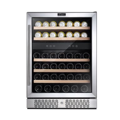 image of 24 in. Dual Zone 46-Bottle Built-In Wine Cooler in Stainless Steel - Stainless Steel with sku:6spiquniftyy9knsogxe8gstd8mu7mbs-overstock