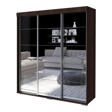 image of Strick & Bolton Suger 3-door Mirrored Armoire - Wenge with sku:dngh8awqrcmsl1uci0e2xwstd8mu7mbs-overstock