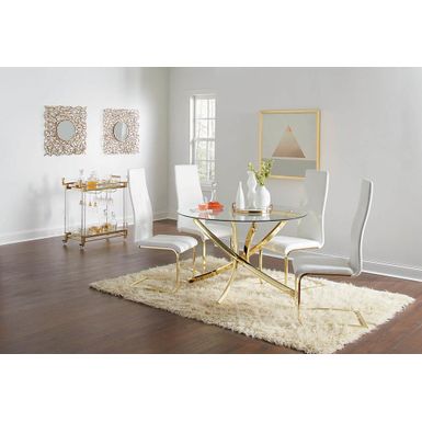 image of Chanel Side Chairs White and Rustic Brass (Set of 4) with sku:190512-coaster