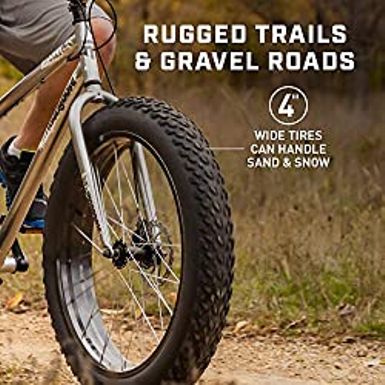 Mongoose Malus Adult Fat Tire Mountain Bike, 26-Inch Wheels, 7-Speed, Twist Shifters, Steel Frame, Mechanical Disc Brakes, Multiple...