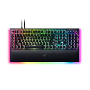 image of Razer BlackWidow V4 Pro Wired Mechanical Gaming Keyboard: Yellow Mechanical Switches - Linear & Silent - Doubleshot ABS Keycaps - Command Dial - Programmable Macros - Chroma RGB - Magnetic Wrist Rest with sku:b0bv4bc7lv-raz-amz
