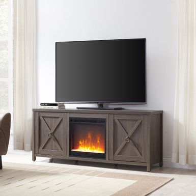 image of Granger 58" TV Stand with Crystal Fireplace Insert - Alder Brown with sku:g3ad4zgxe-uotwiqshtrkgstd8mu7mbs--ovr