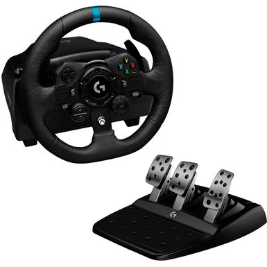 image of Logitech - G923 Racing Wheel and Pedals for Xbox Series X|S, Xbox One and PC - Black with sku:bb21395565-6423201-bestbuy-logitech