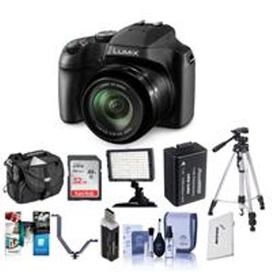 image of Panasonic Lumix DC-FZ80 Digital Point & Shoot Camera - Bundle With 32GB SDHC Card, Camera Bag, Spare Battery, Tripod, Video Light, Cleaning Kit, Card Reader, Memory Wallet, Software Package, Shoe V-Bracket with sku:ipcdcfz80b-adorama