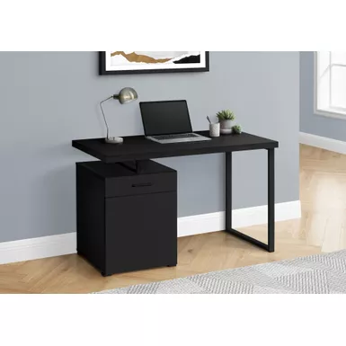 Computer Desk/ Home Office/ Laptop/ Left/ Right Set-up/ Storage Drawers/ 48"L/ Work/ Metal/ Laminate/ Black/ Contemporary/ Modern