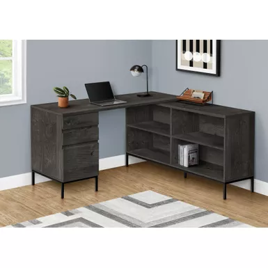 Computer Desk - 60"L / Dark Grey L-Shaped Corner