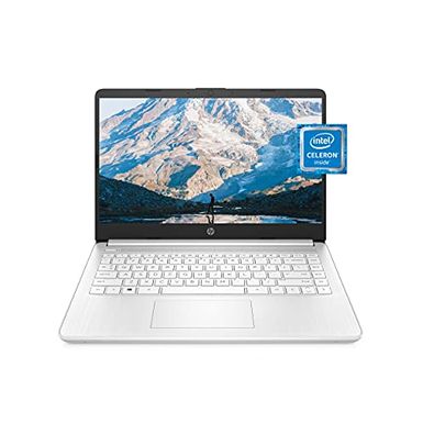 image of HP 14-dq0040nr 14" HD Notebook Computer, Intel Celeron N4020 1.1GHz, 4GB RAM, 64GB eMMC, Windows 10 Home S Mode, Free Upgrade to Windows 11, Snowflake White with sku:ihp47x78uba-adorama