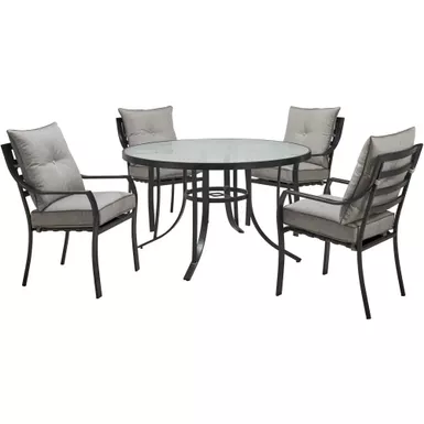 Lavallette 5pc: 4 Dining Chairs and Round Glass Table