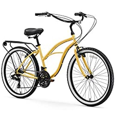 image of sixthreezero Around The Block Women's Beach Cruiser Bike, 1/3/7/21 Speed Bicycles, 26"/24" Wheels, Multiple Colors with sku:b07q8nrhgv-six-amz