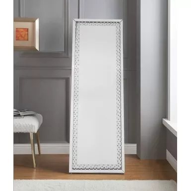 image of ACME Nysa Floor Mirror, Mirrored & Faux Crystals with sku:97025-acmefurniture