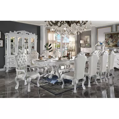 image of ACME Dresden Side Chair (Set-2), Fabric & Bone White Finish with sku:dn02242-acmefurniture
