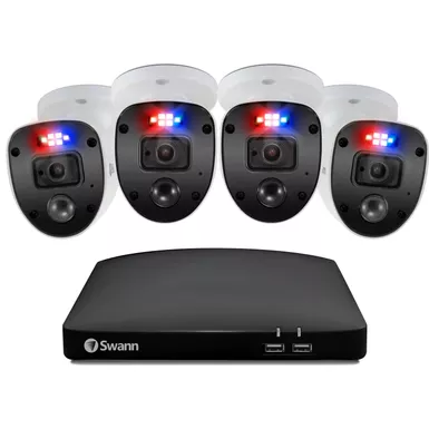 image of Swann Enforcer 4 Camera 8Ch 1080p Full HD DVR Security System w/ Flashing Lights with sku:swdvk-846804sl-us-powersales