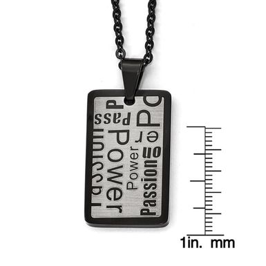 Versil Black, White Stainless Steel Power, Passion Pendant Necklace - 22 Inches