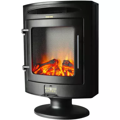 image of 1500W Freestanding Electric Fireplace Heater with Log Display with sku:cam20fsef-1blk-almo