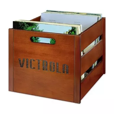 image of Victrola - Wooden Vinyl Record Crate - Mahogany with sku:bb22240016-bestbuy