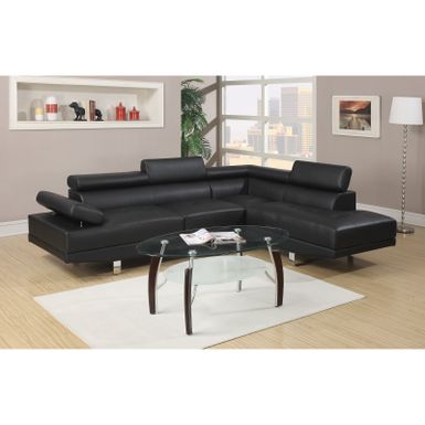 image of 2 Pieces Faux Leather Sectional Sofa in Black - Black with sku:mavd3gkjh77rnecukn0o0wstd8mu7mbs-sim-ovr
