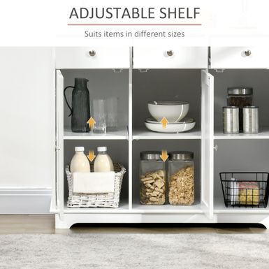 HOMCOM Modern Sideboard, Buffet Cabinet with Adjustable Shelves, Grey - Grey