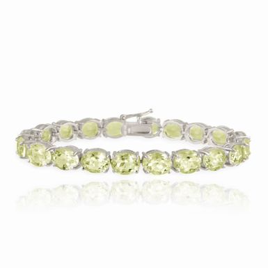 Glitzy Rocks Silvertone Lime Green Quartz Tennis Bracelet