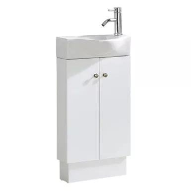 image of Glenwood White Wood 17-inch Single Bathroom Vanity - Matte - White - Single Vanities with sku:nm5vhjfoz4isnolv-rusaq-overstock