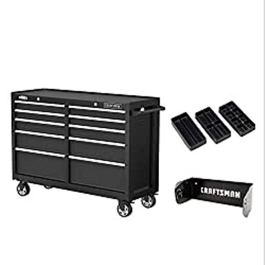 CRAFTSMAN Tool Chest with Wheels, 52" Width, 10-Drawer Rolling Tool Cabinet with Organization Trays and Paper Towel Holder, Black (CMST352102BK)