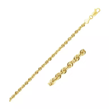 2.5mm 14k Yellow Gold Light Rope Chain (18 Inch)